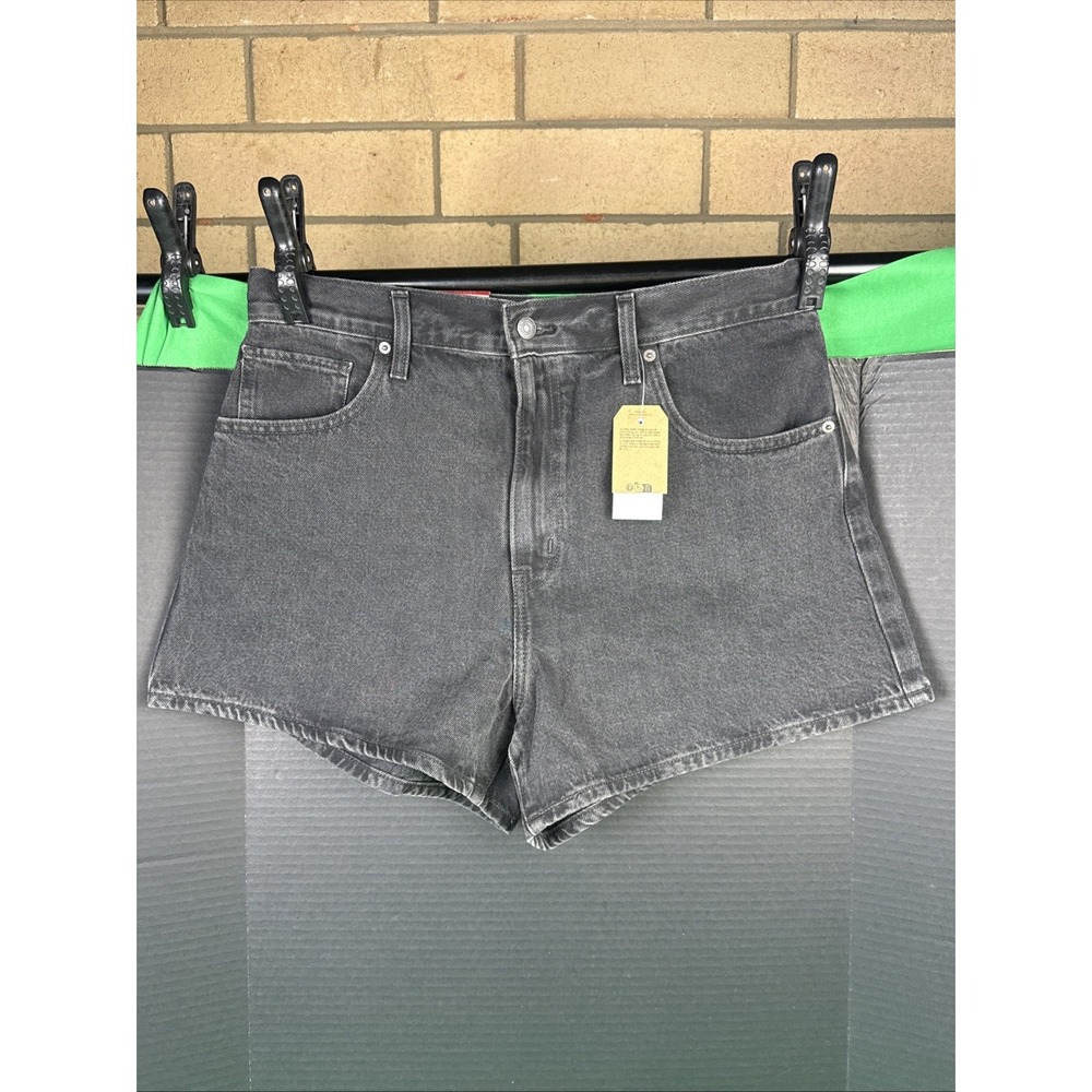 Levi's Womens High-Waisted Denim Mom Shorts Size 32 Black Cotton 199105971473